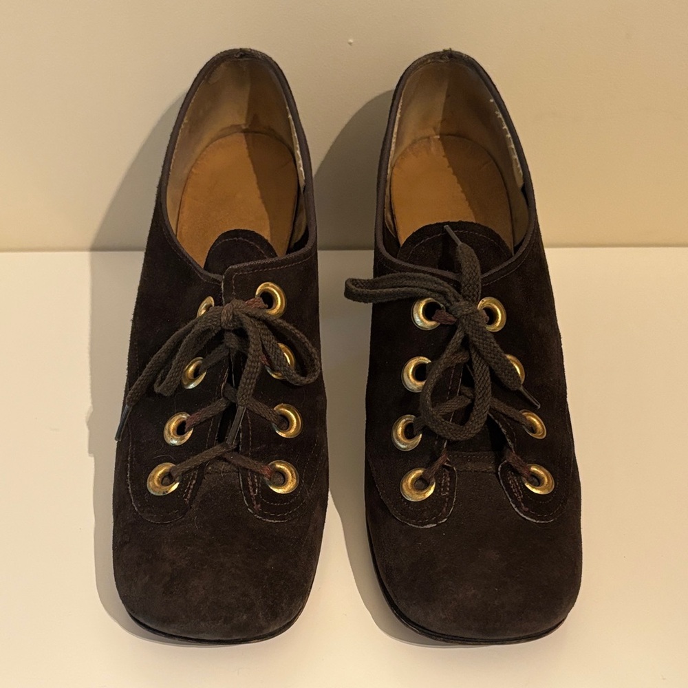 Vintage Brown Lace-Up Women's Shoes